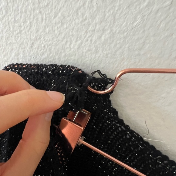 Rampage black sparkly long sleeve belted sheer knit top with fringe M - Picture 11 of 11